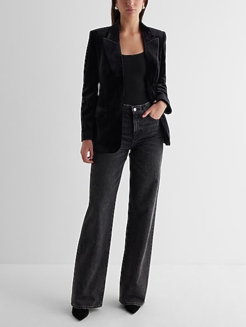 Express design studio Black Velvet Blazer Jacket size 6